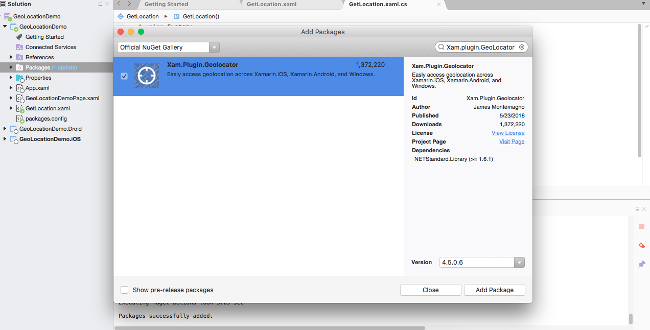 GeoLocator in Xamarin Stape2