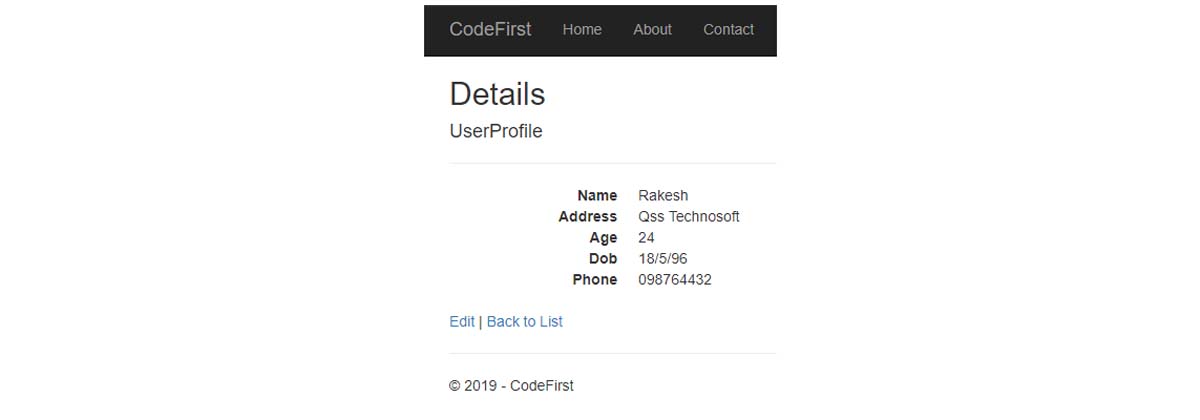 Performing ‘Create’ operation Click On ‘Details’ button of Summary Page
