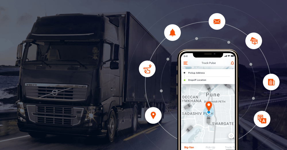 logistics app showing truck location